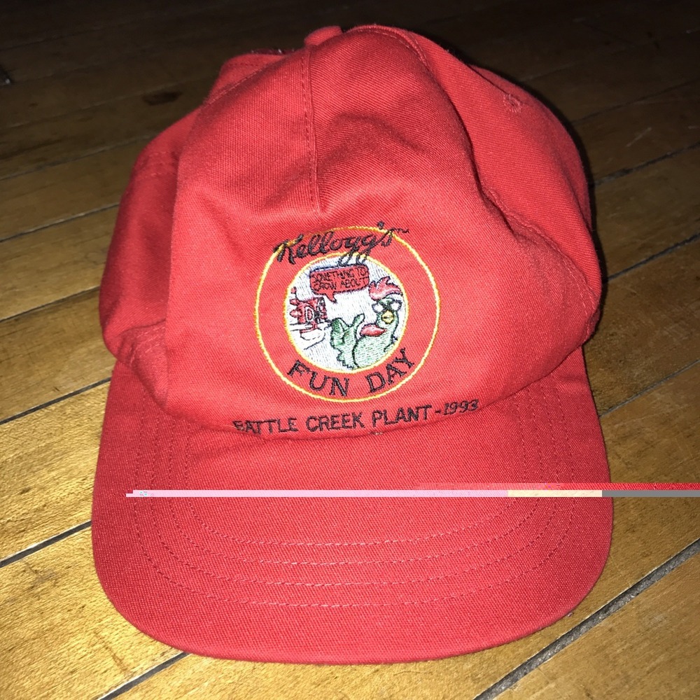 Kellogg's 1993 Fun Day OSFM Trucker Hat Battle‎ Creek Plant Red